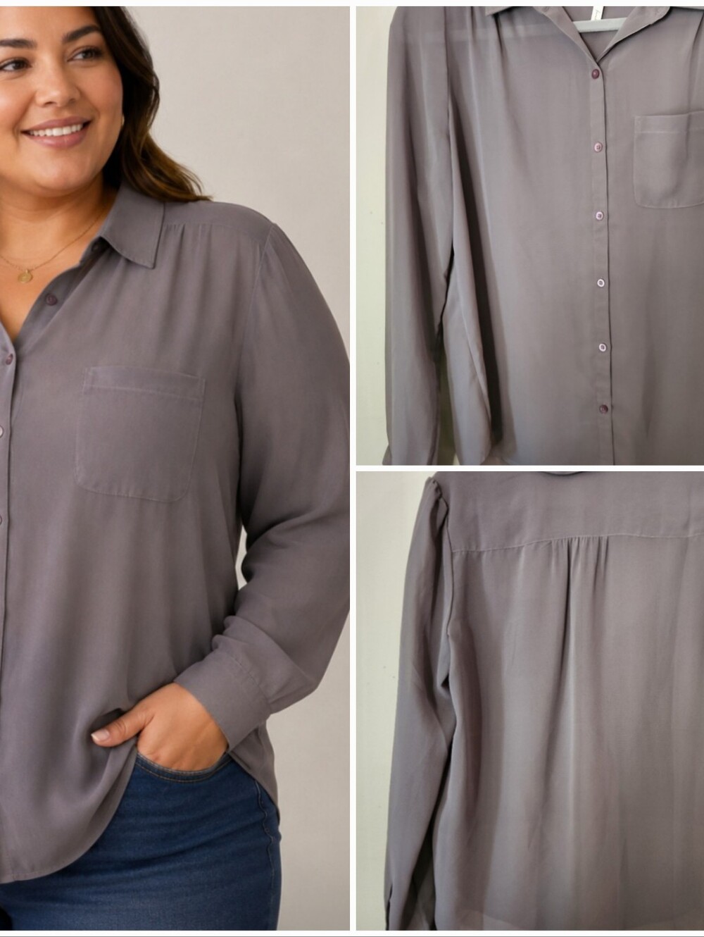 Frenchi Women's Purple Sheer Chiffon Shirt